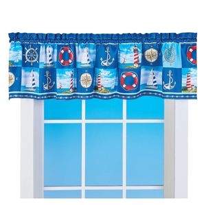 Longshore Tides Nantucket Coastal Window Valance SET Seafarer BNWT RETIRED $120